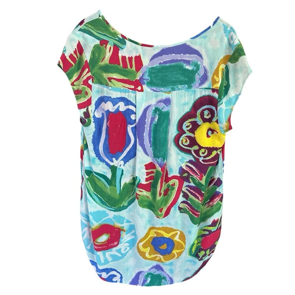 Jams World Flower Field Top XL 100% Rayon Made in Hawaii Abstract Floral - Picture 2 of 10